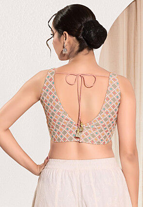 Digital Printed Art Silk Blouse in Pink