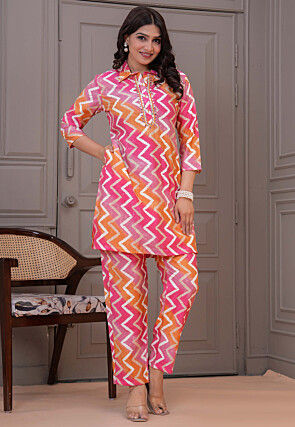 Digital Printed Art Silk Co Ord Set in Multicolor