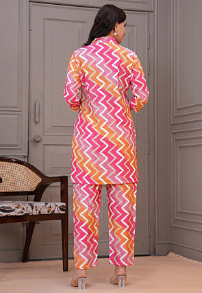 Digital Printed Art Silk Co Ord Set in Multicolor