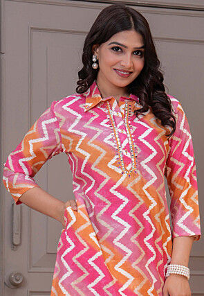 Digital Printed Art Silk Co Ord Set in Multicolor