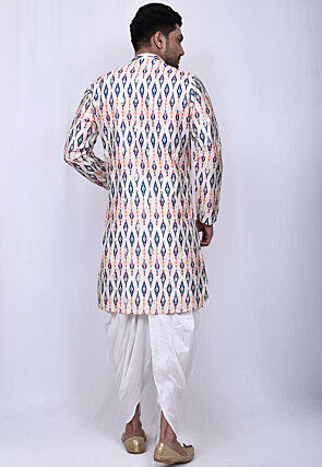 Digital Printed Art Silk Dhoti Sherwani in Multicolor