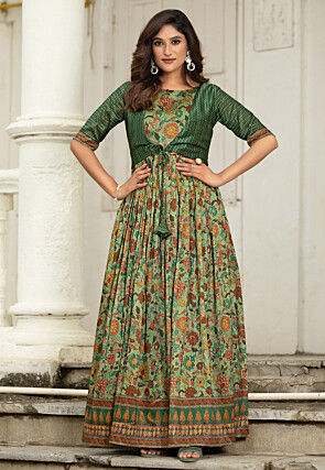 Gowns - Floral Print - Collection of Indian Dresses, Accessories & Clothing  in Ethnic Fashion