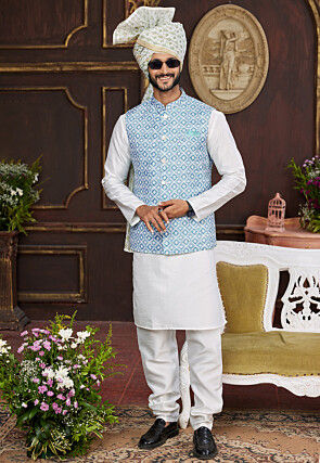 Men s Blue Kurta Pajama Buy Latest Men s Ethnic Wear Online Utsav Fashion