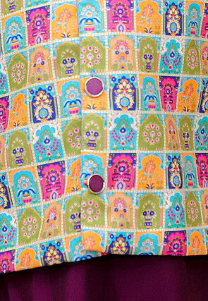 Digital Printed Art Silk Kurta Set in Violet