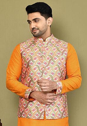 Buy Embroidered Art Silk Nehru Jacket in Yellow Online : MTX3219 ...