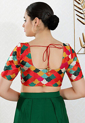 Digital Printed Art Silk Blouse in Multicolor