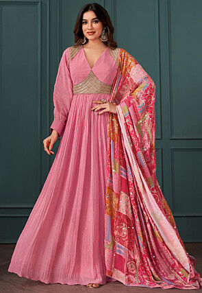 Digital Printed Art Silk Pakistani Suit in Light Yellow