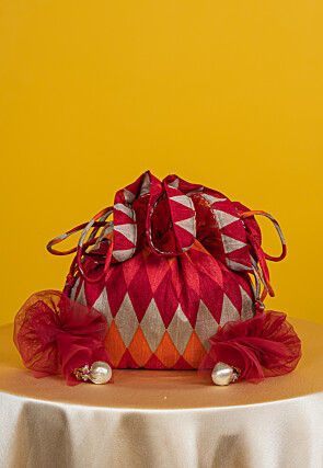 Digital Printed Art Silk Potli Bag in Multicolor