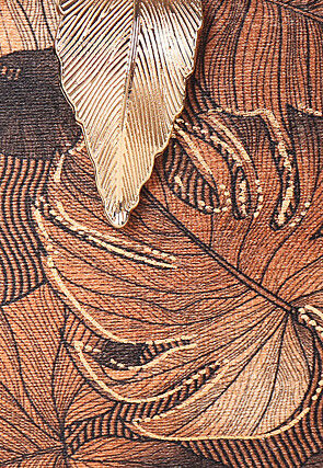 Digital Printed Art Silk Rectangular Clutch Bag in Brown