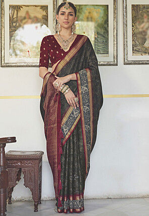 Woven Art Silk Saree in Black