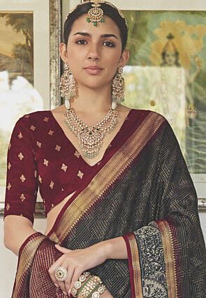 Woven Art Silk Saree in Black