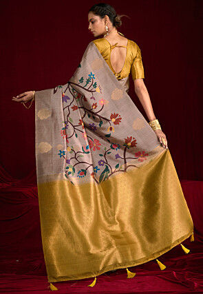 Digital Printed Art Silk Saree in Grey