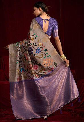 Digital Printed Art Silk Saree in Grey