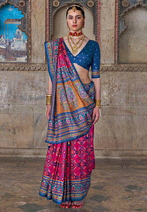 Digital Printed Art Silk Saree in Magenta