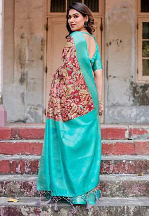 Digital Printed Art Silk Saree in Maroon