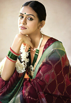 Digital Printed Art Silk Saree in Maroon