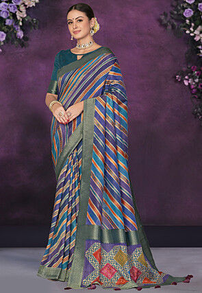Digital Printed Art Silk Saree in Multicolor