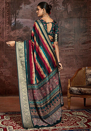 Digital Printed Art Silk Saree in Multicolor
