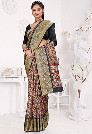 Digital Printed Art Silk Saree in Multicolor