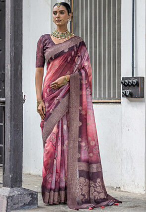 Digital Printed Art Silk Saree in Multicolor