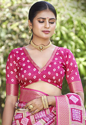 Digital Printed Art Silk Saree in Pink