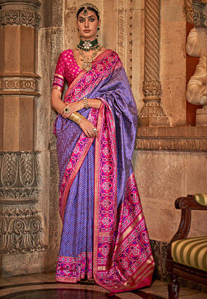 Digital Printed Art Silk Saree in Purple