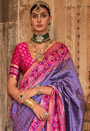 Digital Printed Art Silk Saree in Purple