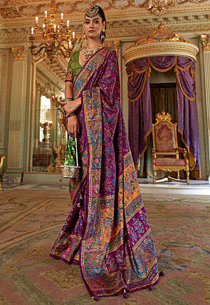 Digital Printed Art Silk Saree in Purple