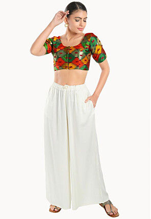 Digital Printed Brocade Blouse in Multicolor