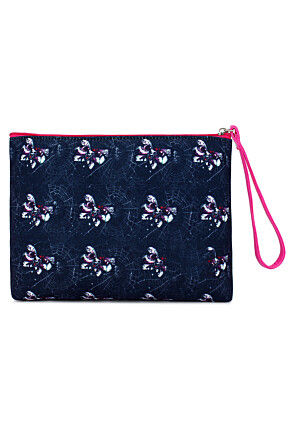 Digital Printed Canvas Coin Pouch in Navy Blue