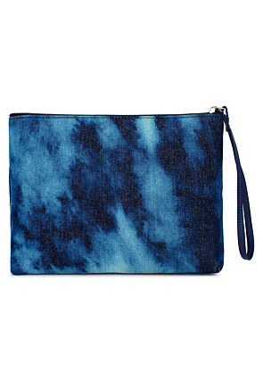 Digital Printed Canvas Coin Pouch in Shaded Blue