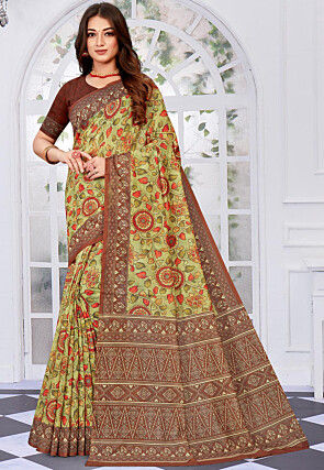 Ready to Wear One Minute Chanderi Silk Cotton Saree, Floral Print