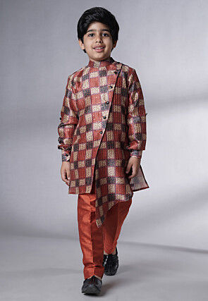 Digital Printed Chanderi Silk Asymmetric Kurta Set in Multicolor