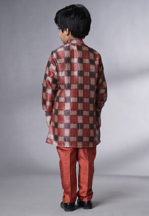 Digital Printed Chanderi Silk Asymmetric Kurta Set in Multicolor