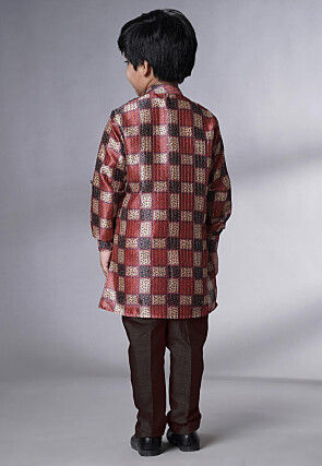 Digital Printed Chanderi Silk Asymmetric Kurta Set in Multicolor