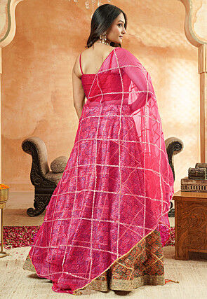 Digital Printed Chanderi Silk Lehenga in Multicolor