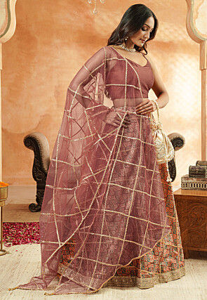 Digital Printed Chanderi Silk Lehenga in Multicolor