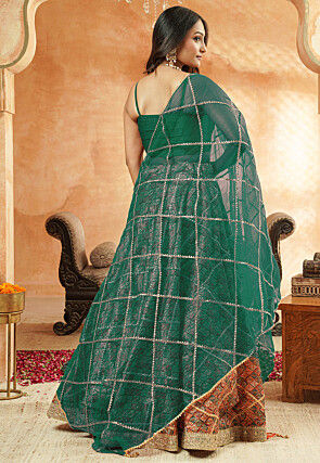 Digital Printed Chanderi Silk Lehenga in Multicolor