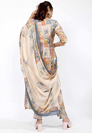 Digital Printed Chanderi Silk Pakistani Suit in Multicolor