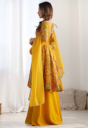 Digital Printed Chanderi Silk Pakistani Suit in Yellow