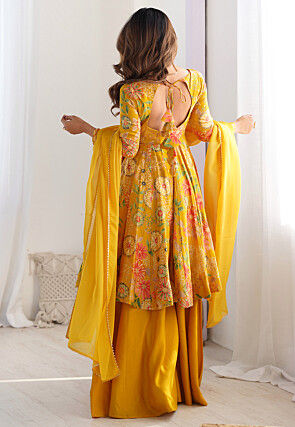 Digital Printed Chanderi Silk Pakistani Suit in Yellow