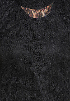 Digital Printed Chantelle Net Lehenga in Black