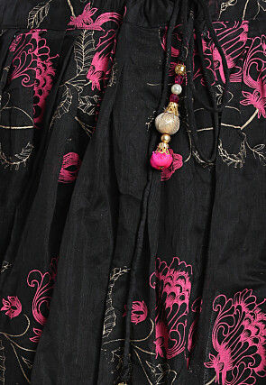 Digital Printed Chantelle Net Lehenga in Black