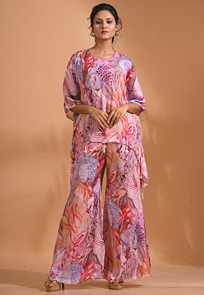 Digital Printed Chiffon Co ord Set in Multicolor