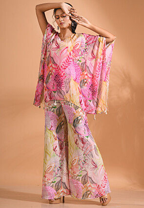 Digital Printed Chiffon Co ord Set in Multicolor