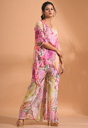 Digital Printed Chiffon Co ord Set in Multicolor