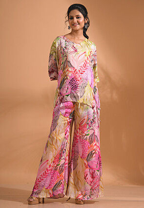 Digital Printed Chiffon Co ord Set in Multicolor