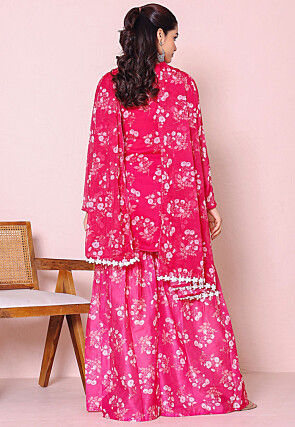 Digital Printed Chiffon Pakistani Suit in Fuchsia