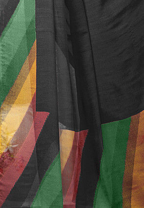 Digital Printed Chiffon Saree in Black