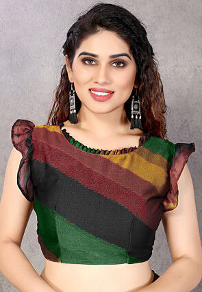 Digital Printed Chiffon Saree in Black